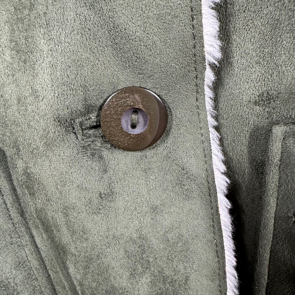 Bejeweled by Susan Fixel Jacket Women S Faux Suede Olive Green Military Y2K - Picture 8 of 9